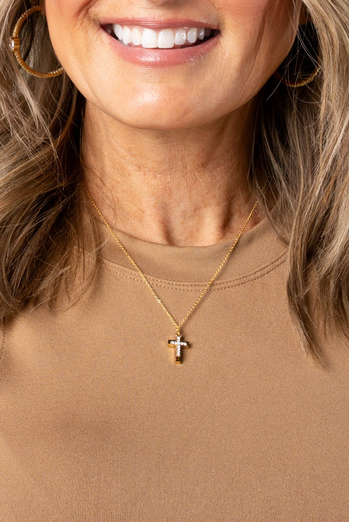 Double Cross Pendant Necklace