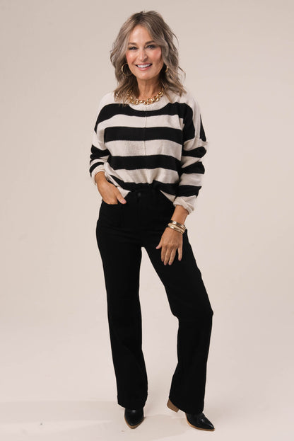 Striped Front Seam Sweater