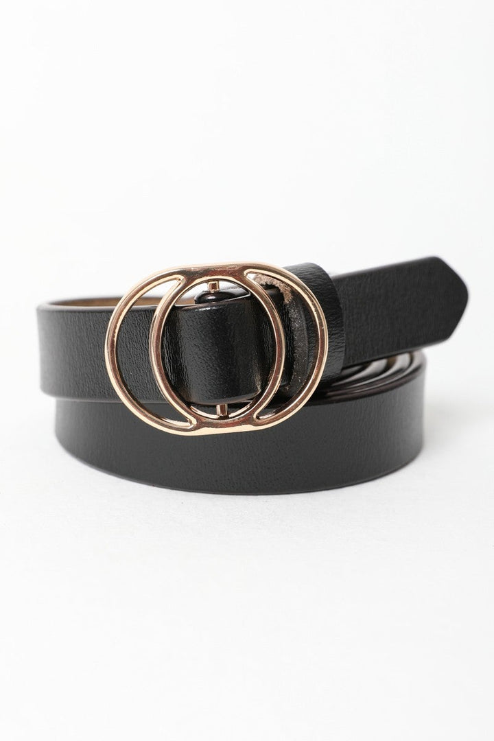 Leather Double Ring Buckle Cinch Belt