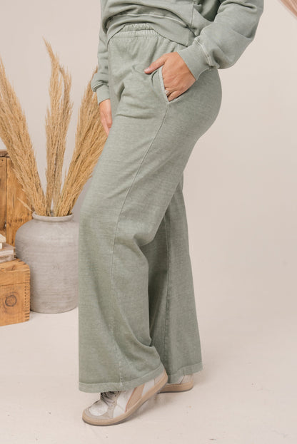 Washed Organic Cotton Wide Leg Pants
