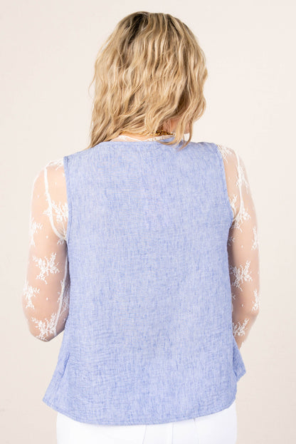 Pintucked Bow Front Blouse
