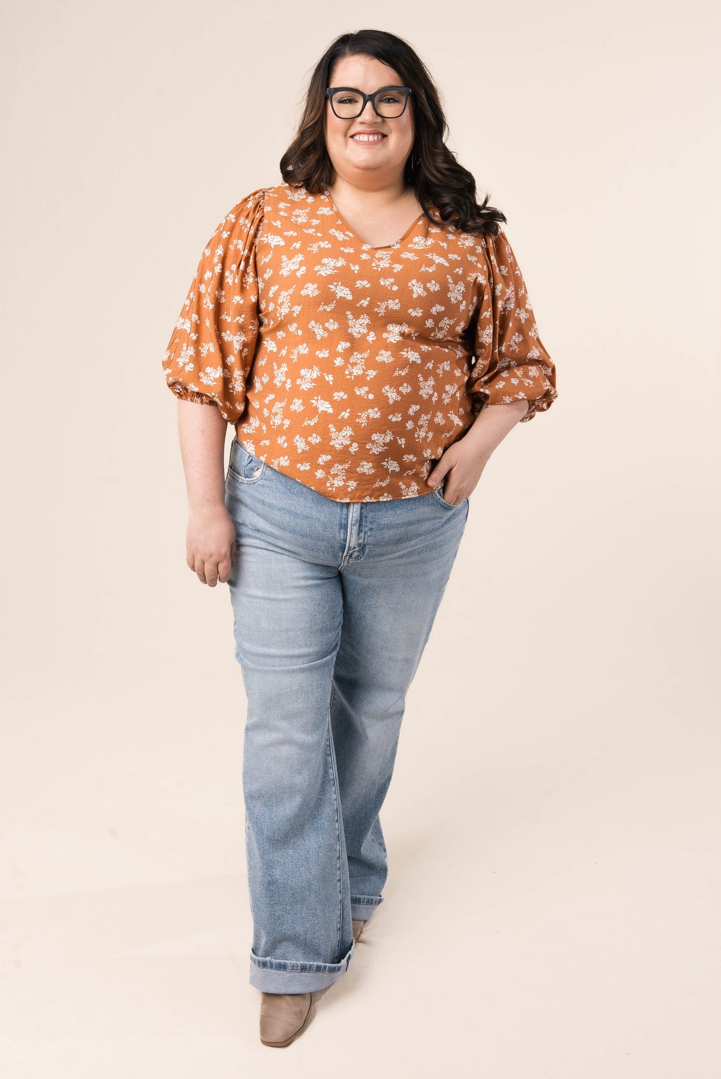 Floral Draped Sleeve Top