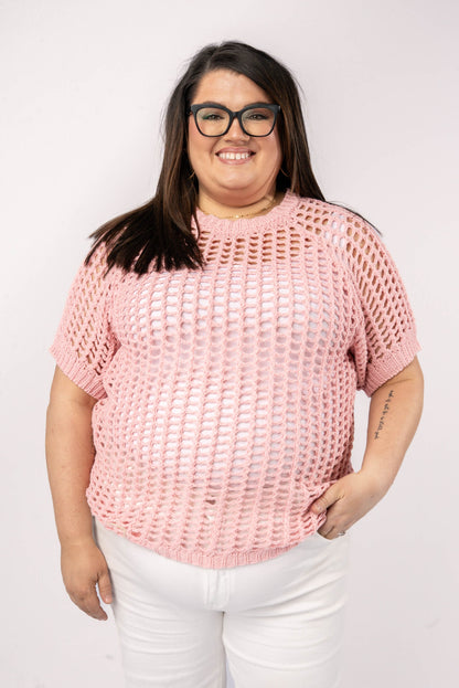 Open Knit Raglan Top