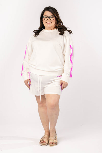 Sequined Stripe Top + Shorts Set