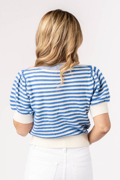 Mixed Stripe Bow Front Sweater