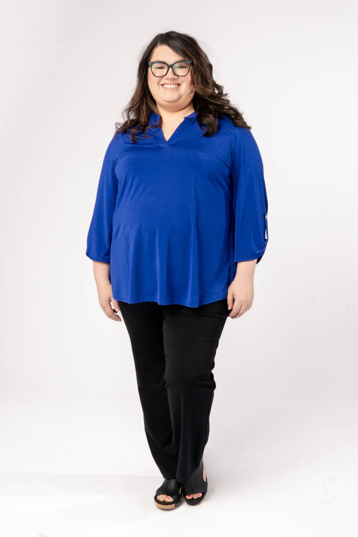 Liz Solid Tab Sleeve Top
