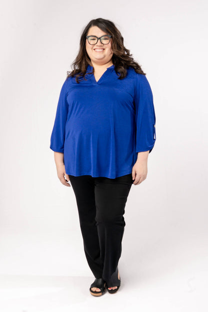 Liz Solid Tab Sleeve Top