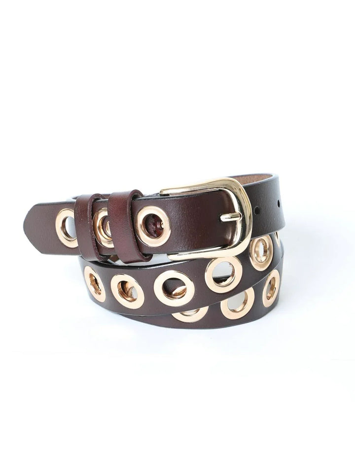 Leather Grommet Buckle Belt