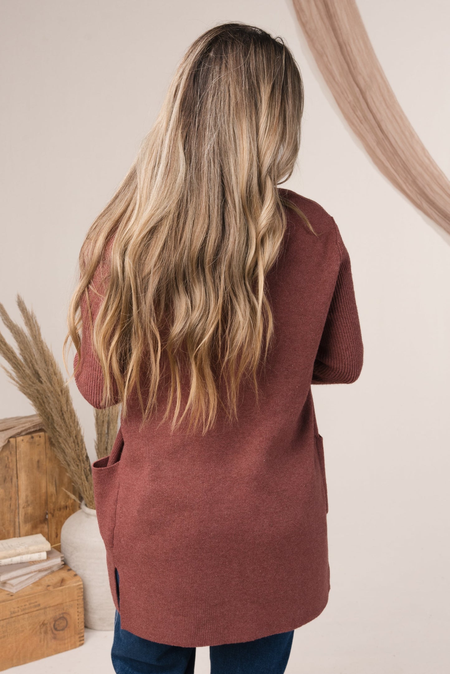 Open Front Pocket Cardigan