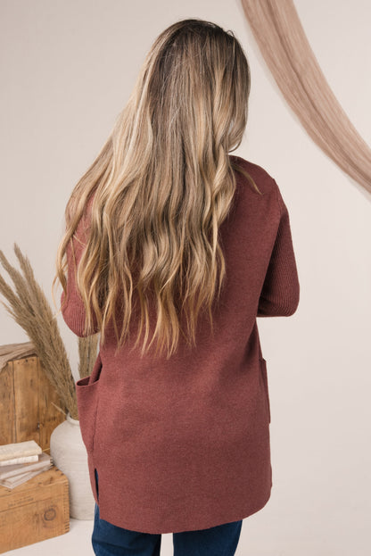 Open Front Pocket Cardigan