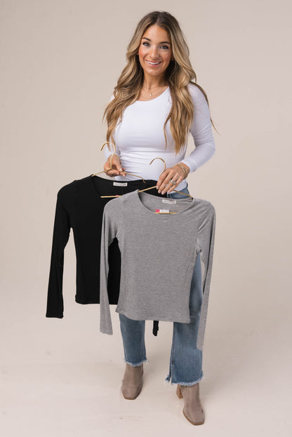 Ribbed Boat Neck Top