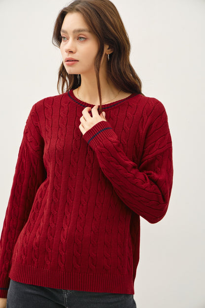 Cable Knit Stripe Detail Sweater PRE-ORDER