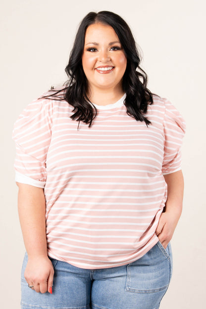 Striped Pleated Puff Sleeve Top *Final Sale*
