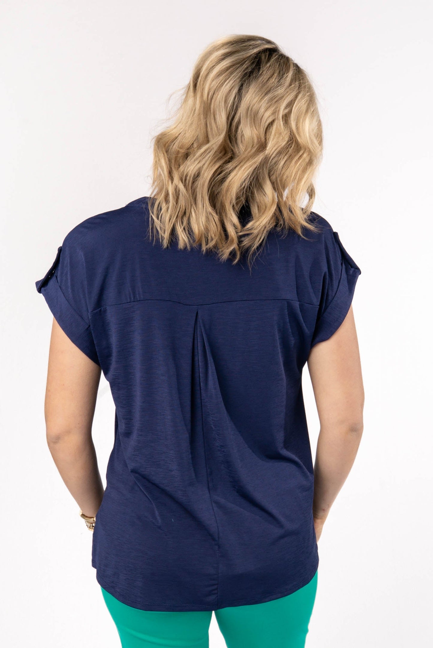 Liz Solid Short Tab Sleeve Top