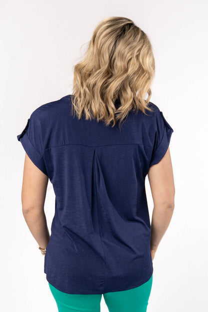 Liz Solid Short Tab Sleeve Top