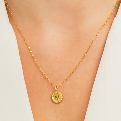 Gold Sealed Initial Necklace