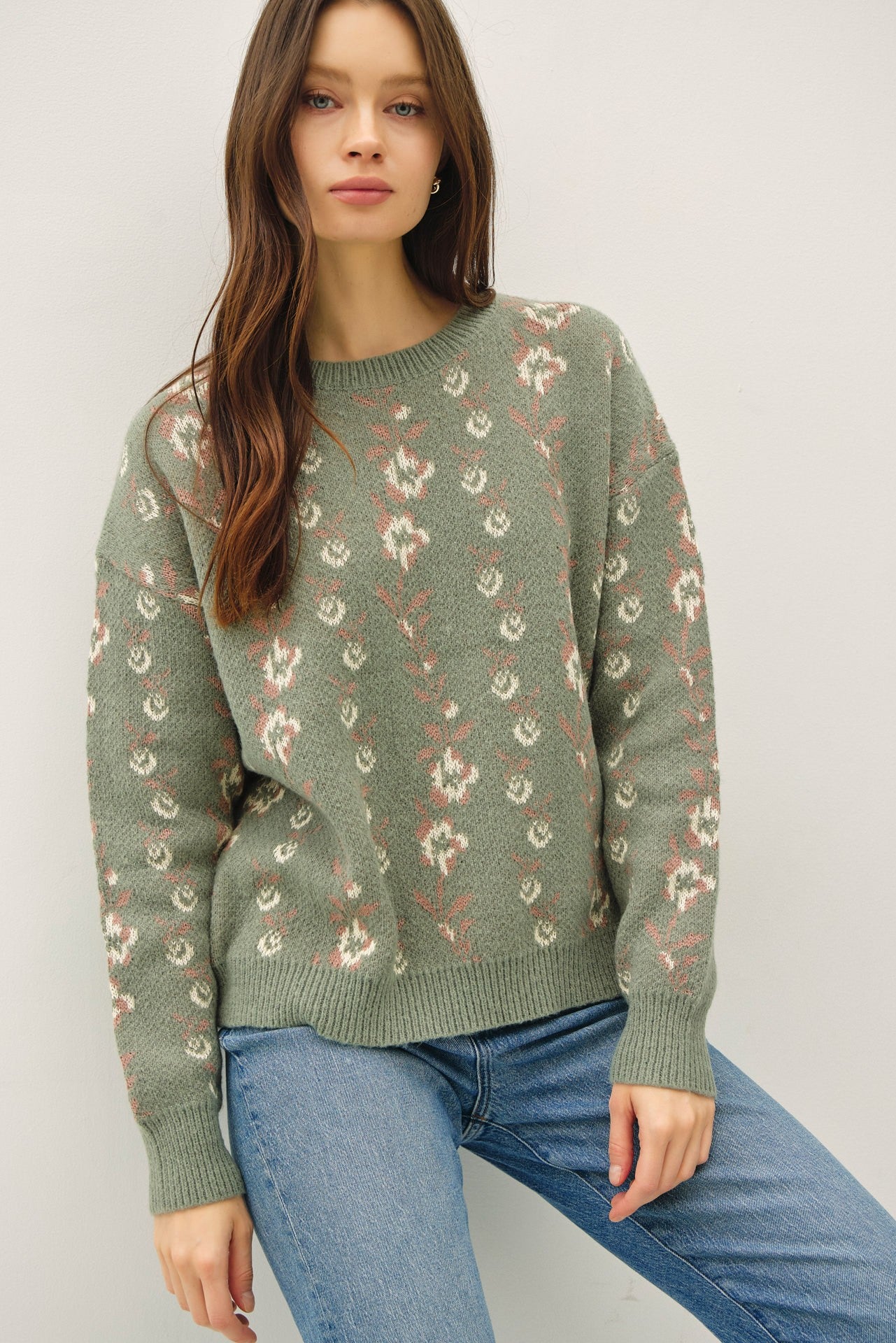 Floral Drop Shoulder Sweater PRE-ORDER