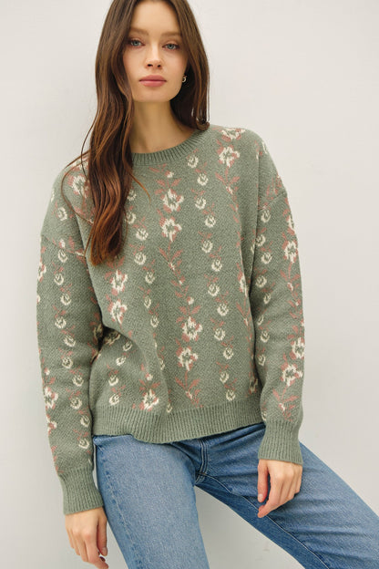 Floral Drop Shoulder Sweater PRE-ORDER