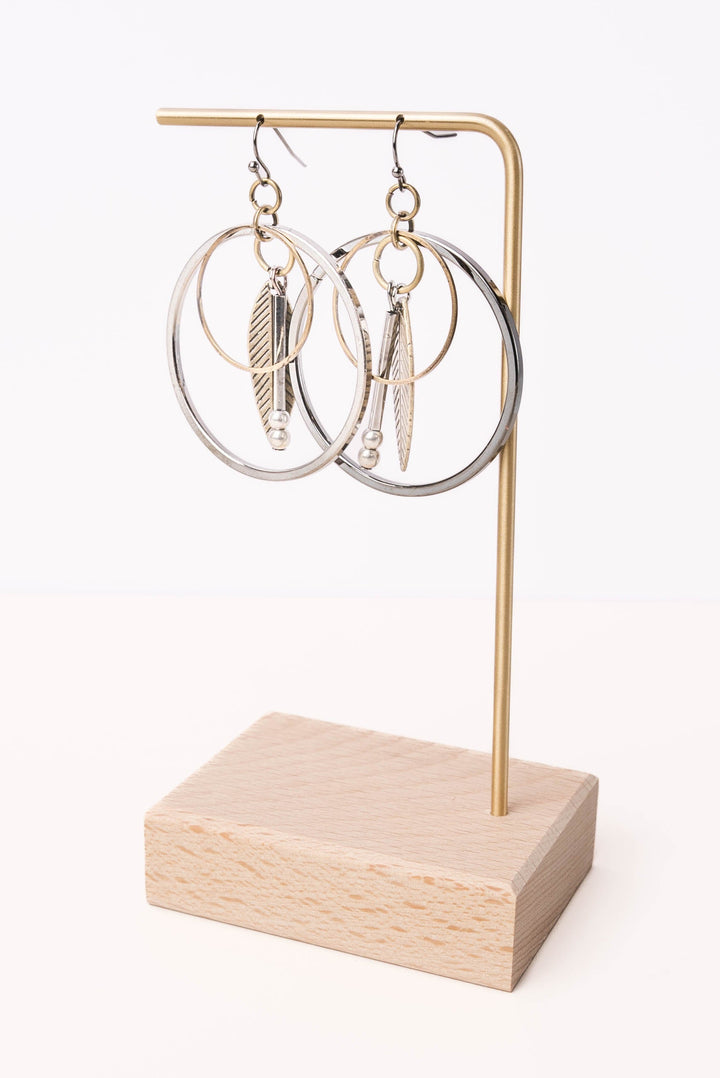 Leaf + Geo Dangle Earrings