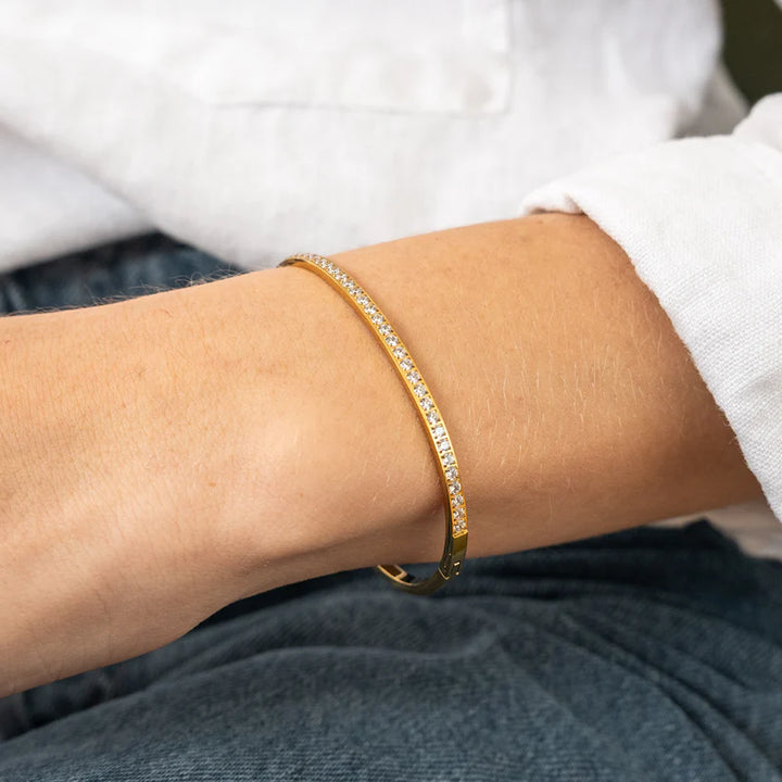 CZ Lined Bangle Bracelet