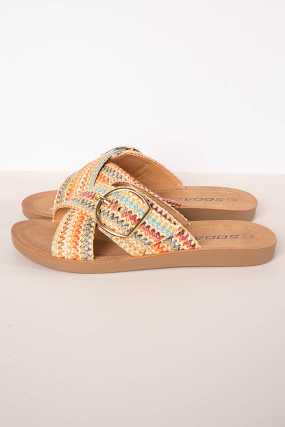 Graphic Raffia Slide Sandal