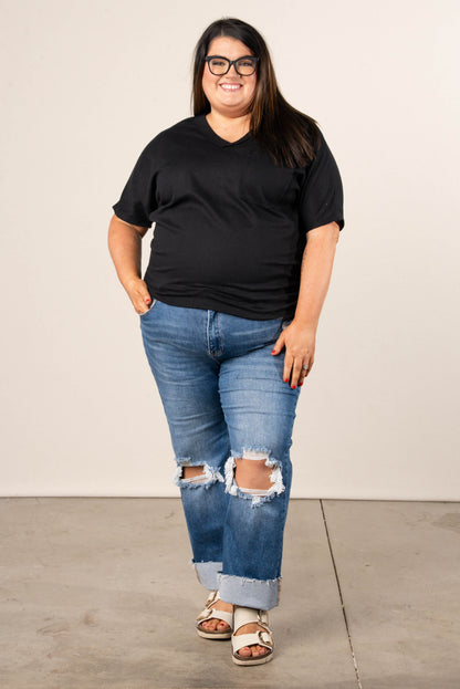 Waffle Knit Dolman Pocket Top