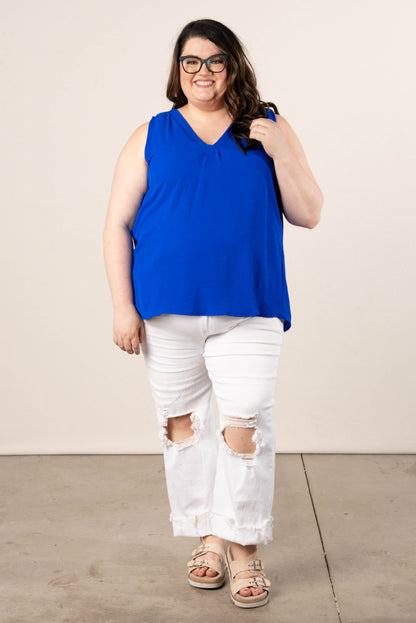 Pleat Front Sleeveless Blouse *Final Sale*