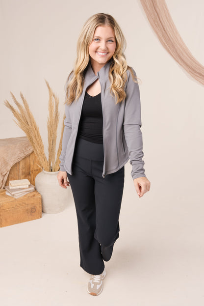 Zip Up Thumbhole Athleisure Jacket