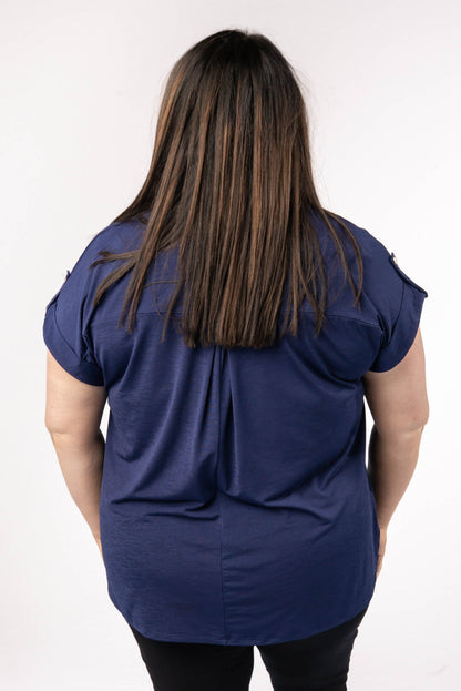 Liz Solid Short Tab Sleeve Top