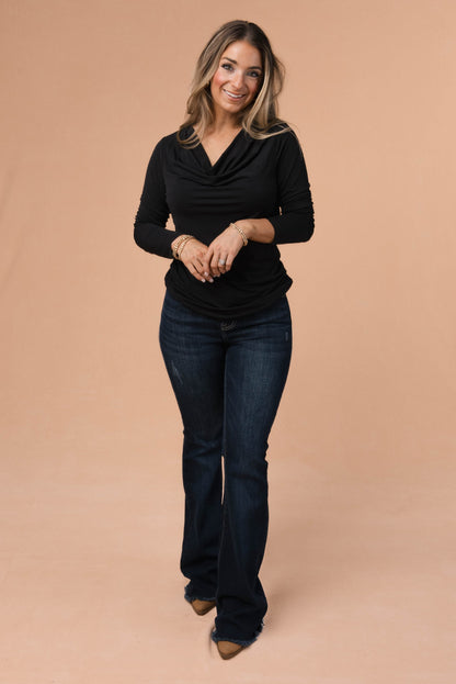 Draped Neck Ruched Side Top *Final Sale*