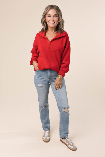 Half Zip Funnel Neck Pullover