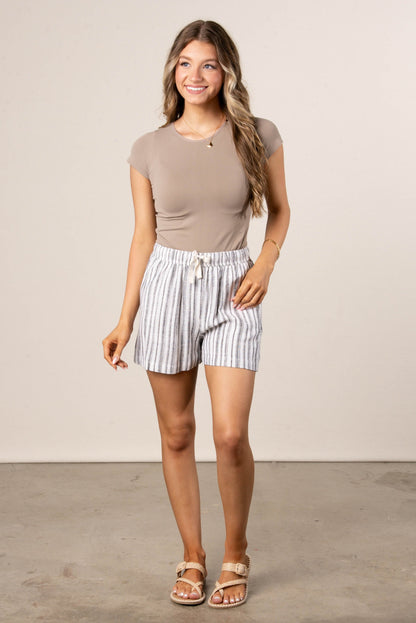 Linen Striped Drawstring Shorts *Final Sale*
