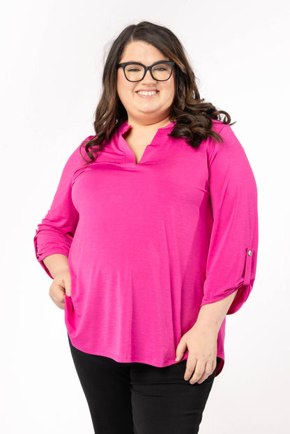 Liz Solid Tab Sleeve Top