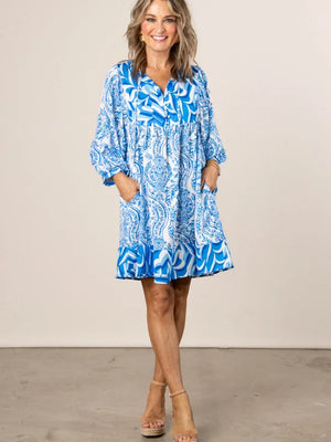 Georgia Mae Mixed Border Print Boho Dress