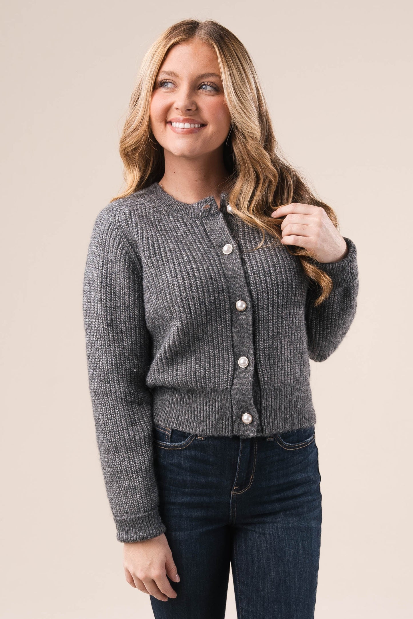 Pearl Button Sweater Cardigan