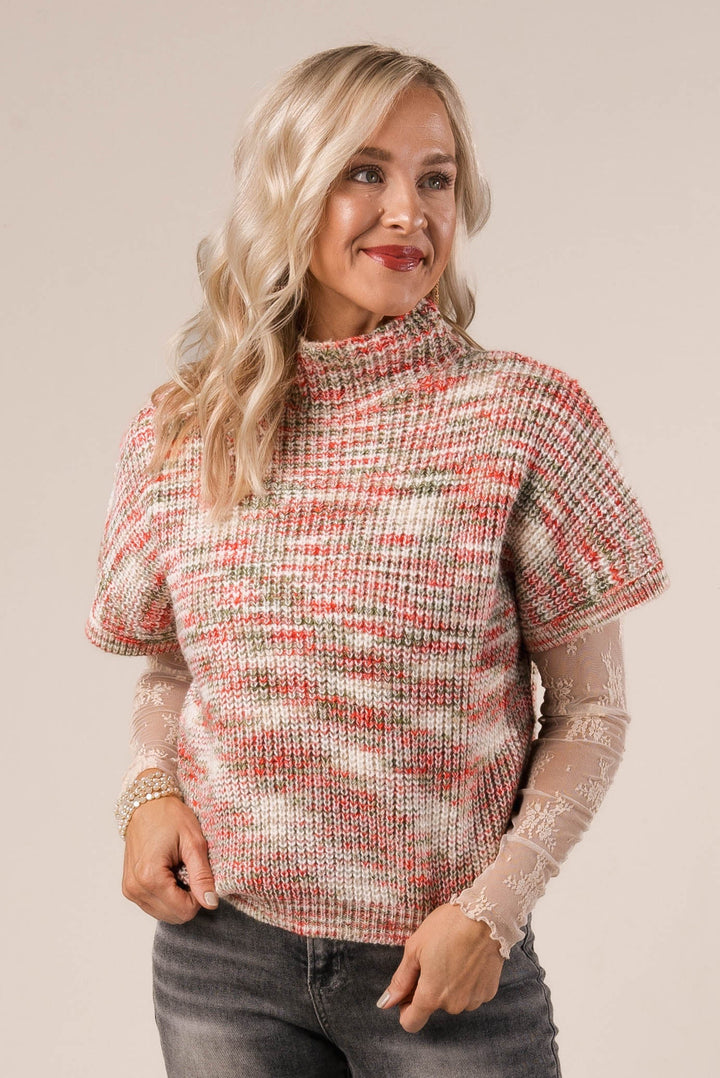 Marled Knit Mock Neck Sweater in Oatmeal *Final Sale*