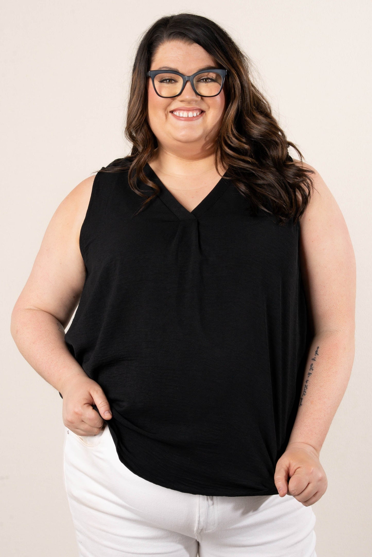 Pleat Front Sleeveless Blouse *Final Sale*