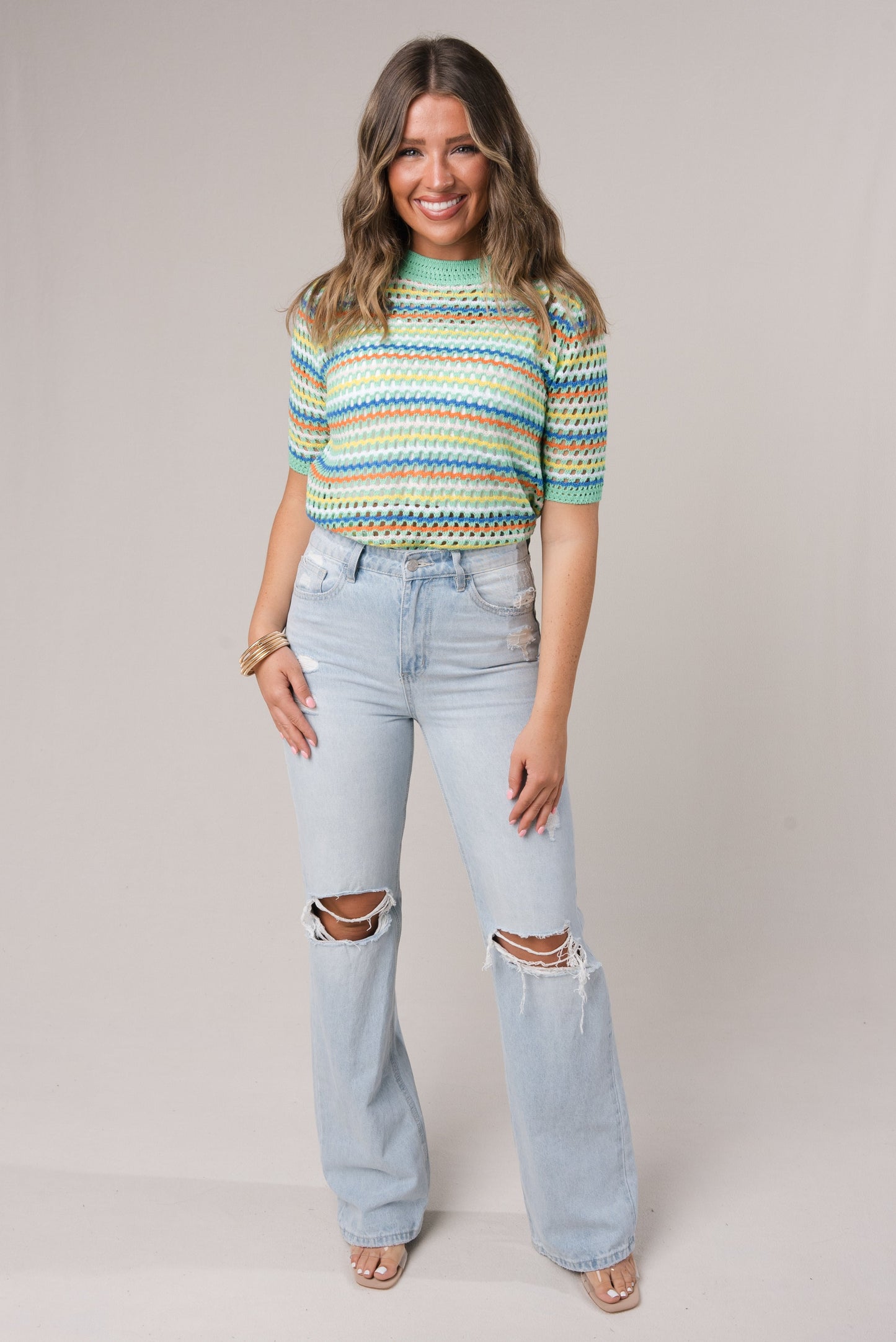 Striped Open Knit Top {More Colors}