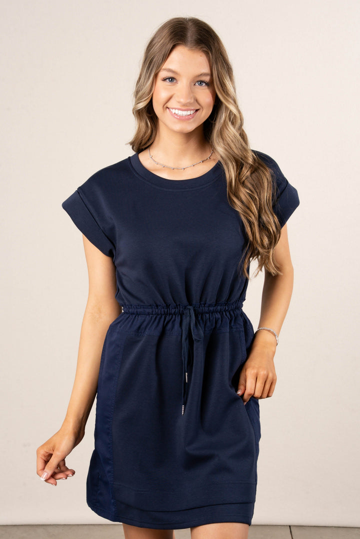 Jersey Knit Drawstring Dress