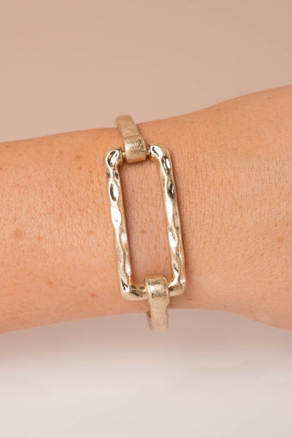 Hammered Rectangle Hinged Bracelet