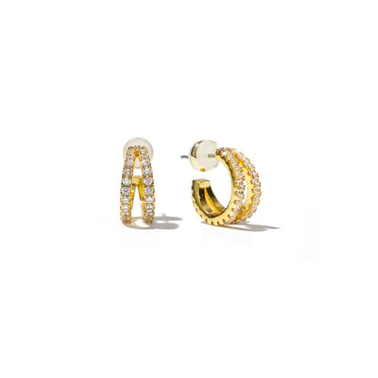 Pave Shine Double Hoop Earrings