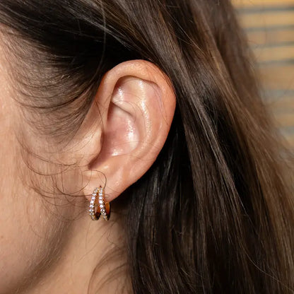 Pave Shine Double Hoop Earrings