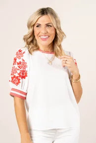 Textured Embroidered Detail Top
