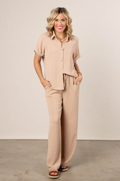 Crinkle Knit Top + Pant Set