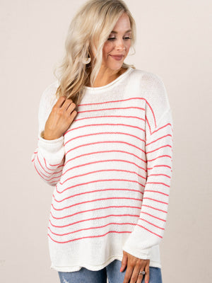 Striped Rolled Hem Sweater