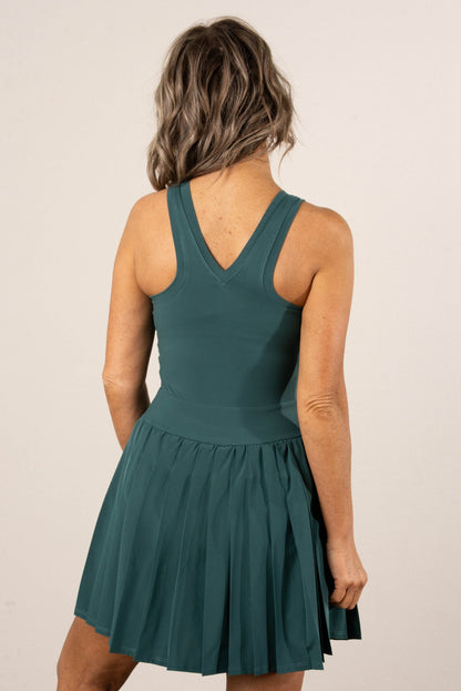 Racerback Pleated Skort Tennis Dress - Teal