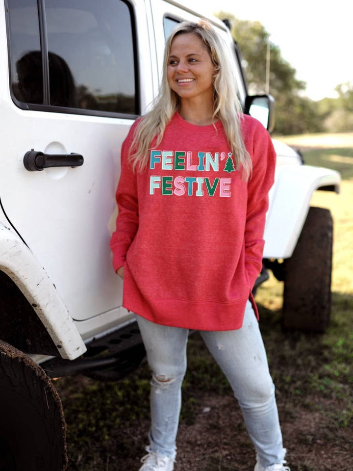Feelin Festive Graphic Burnout Sweatshirt