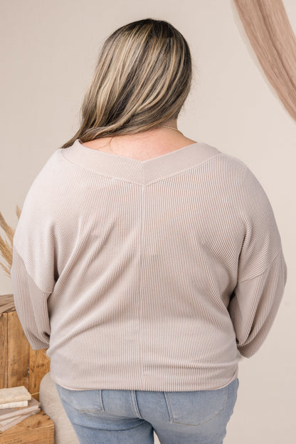 Ribbed Double V-Neck Top *Final Sale*
