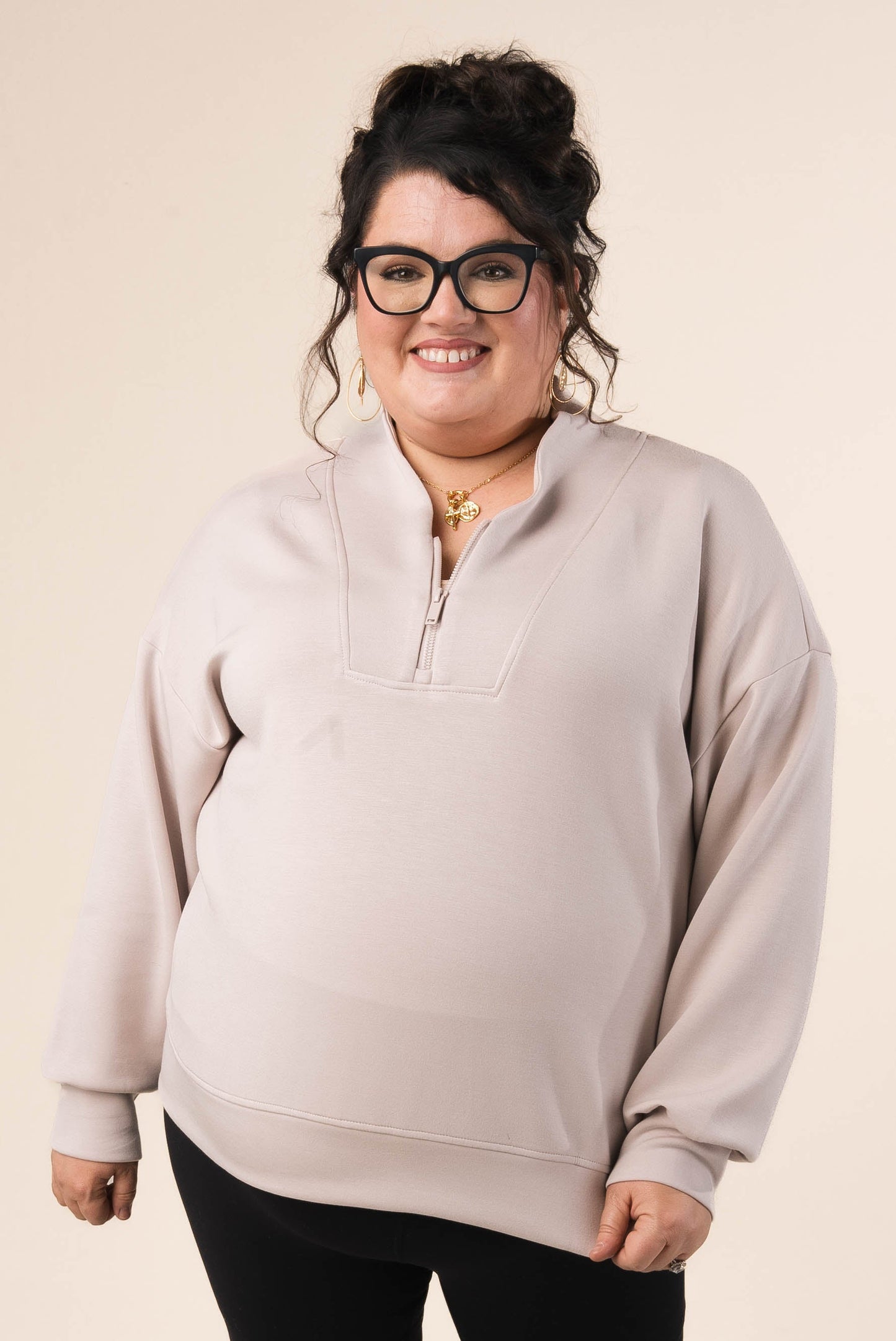 Open Neck Half Zip Scuba Pullover