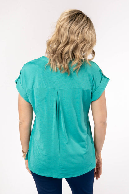 Liz Solid Short Tab Sleeve Top